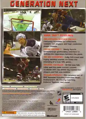 NHL 2K6 (USA) box cover back